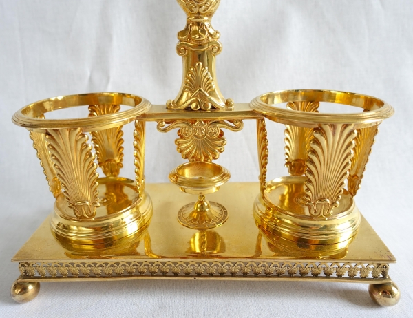 Huilier vinaigrier Empire en vermeil (argent massif doré à l'or) - poinçon Vieillard