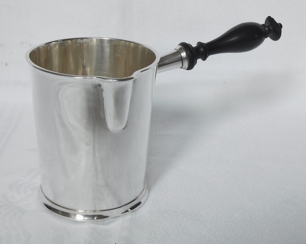 Sterling silver milk jug, ebony handle