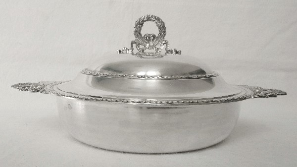 Antique French sterling silver vegetable dish, Louis XVI style