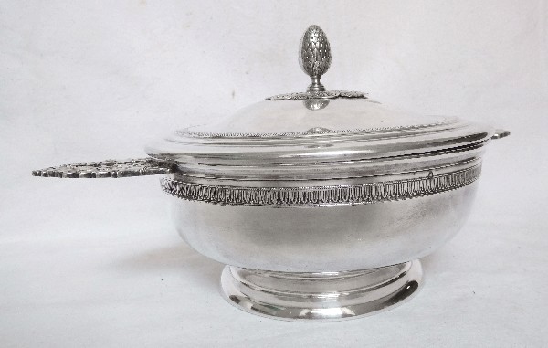 Antique French sterling silver vegetable dish, Empire style