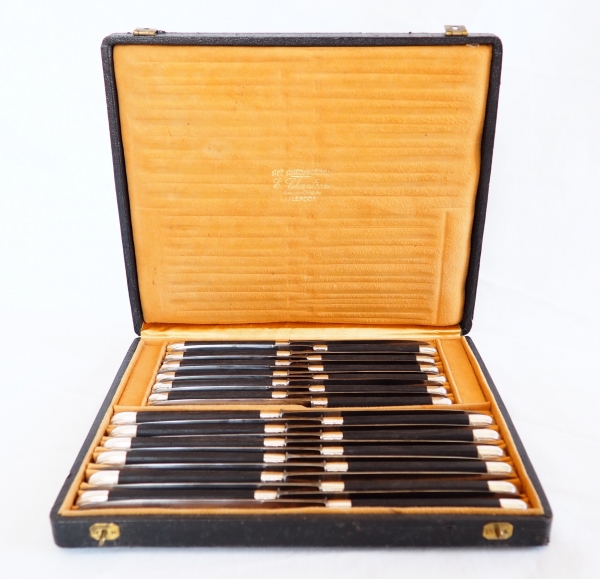 Louis XVI style ebony and sterling silver knives set - 24 pieces