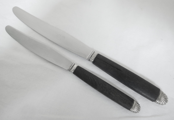 Regency style ebony and sterling silver knives set - 24 pcs