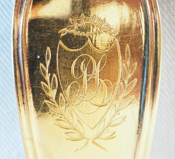 Ménagère à dessert en vermeil monogrammée BL - 36 pièces - poinçon Vieillard vers 1820