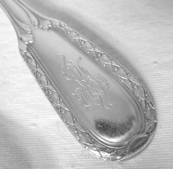 Puiforcat Suffren pattern : antique French sterling silver dessert set, 36 pcs, Louis XVI style 