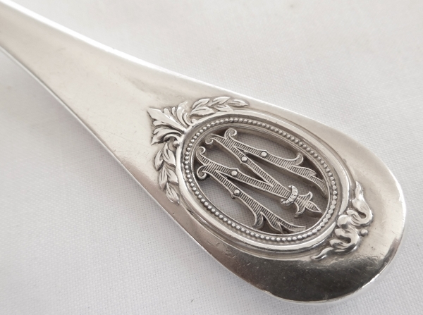 Louis XVI style sterling silver flatware for 18 : 95 pieces - silversmith Henin & Cie