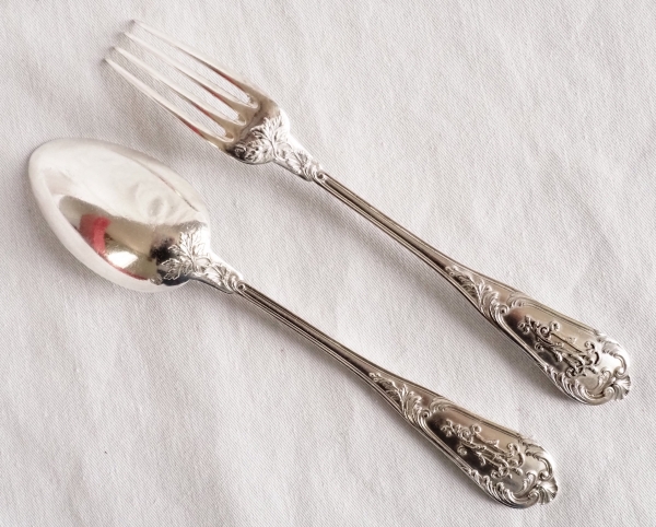 Henri Soufflot : Louis XV style sterling silver flatware for 12 - late 19th century