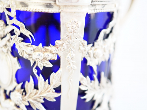 Sterling silver and Baccarat crystal mustard pot, late 19th century