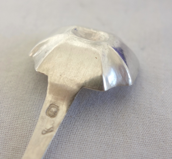 Sterling silver mustard pot and its cobalt blue crystal glass - early 19th century