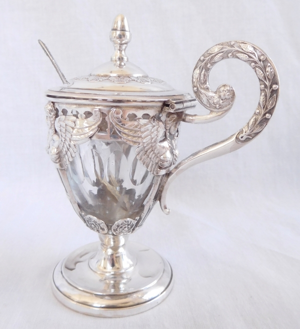 Empire sterling silver mustard pot, early 19th century