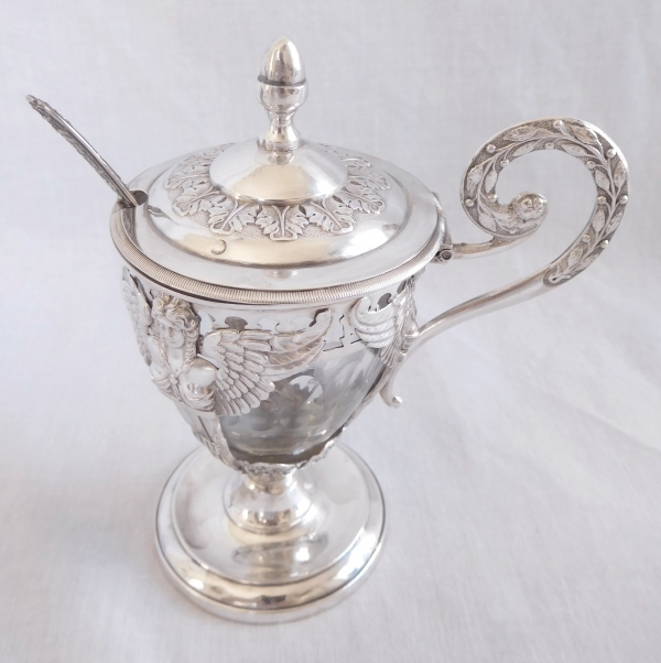 Empire sterling silver mustard pot, early 19th century