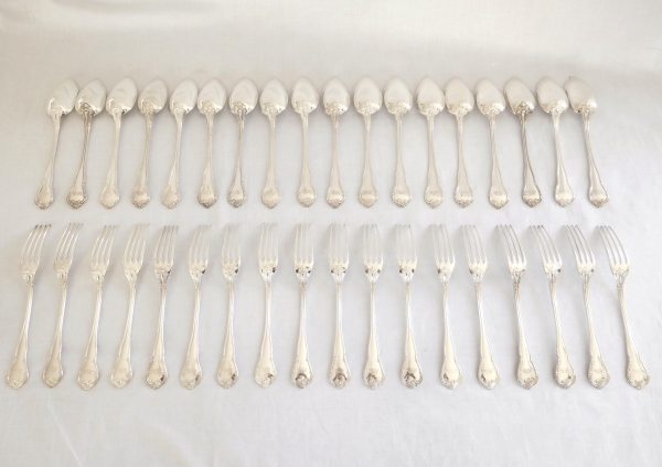 Sterling silver cutlery set, duke crown engraved, silversmith Odiot / Hénin - 113 pieces