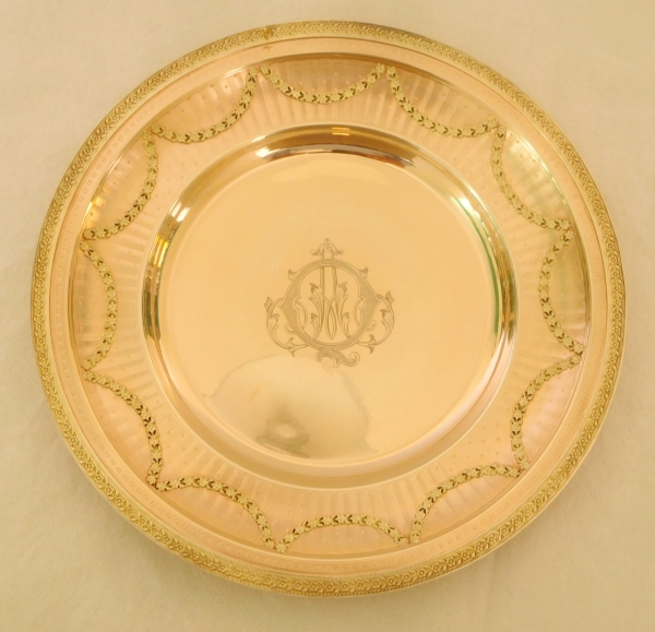 Pairs of Louis XVI style vermeil plates (sterling silver)