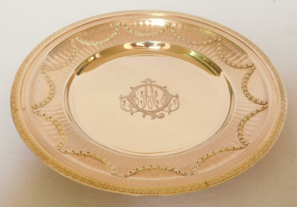 Pairs of Louis XVI style vermeil plates (sterling silver)