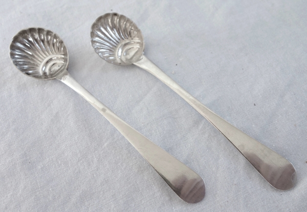Paire de cuillères en argent massif pour moutardiers, époque début XIXe siècle