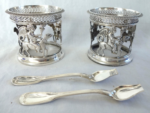 Pair of Empire sterling silver Empire salt cellars, early 19th century production