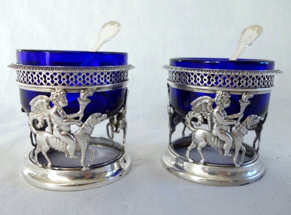 Pair of Empire sterling silver Empire salt cellars, early 19th century production