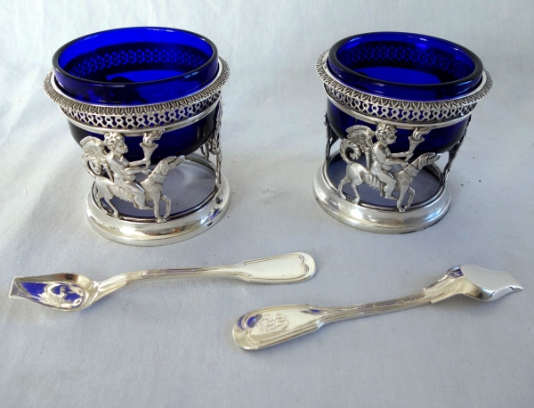 Pair of Empire sterling silver Empire salt cellars, early 19th century production