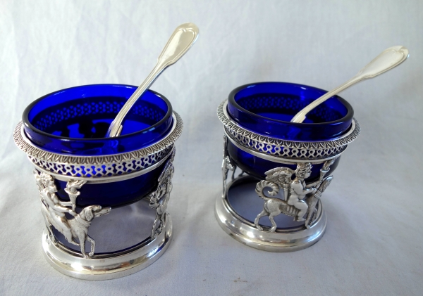 Pair of Empire sterling silver Empire salt cellars, early 19th century production