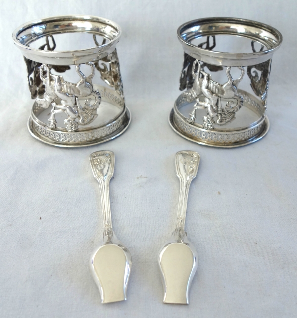 Pair of Empire sterling silver Empire salt cellars, early 19th century production