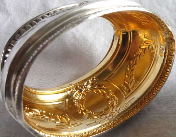 Puiforcat : paire de salerons en argent massif et vermeil Empire - poinçon Minerve