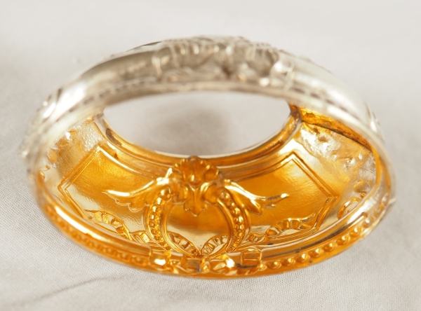 Paire de salerons de style Louis XVI en argent massif et vermeil, poinçon Minerve