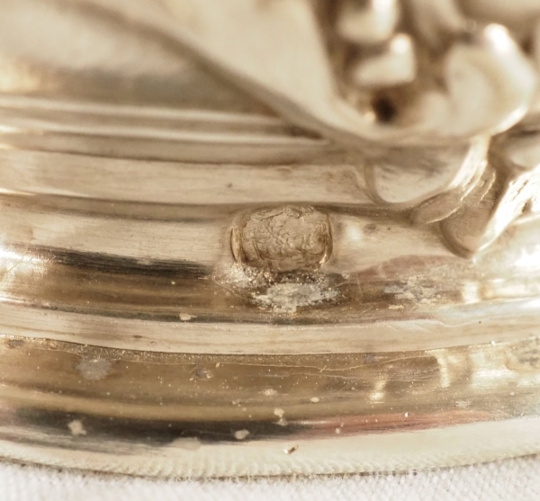 Paire de salerons de style Louis XVI en argent massif et vermeil, poinçon Minerve