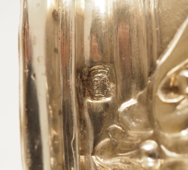 Paire de salerons de style Louis XVI en argent massif et vermeil, poinçon Minerve