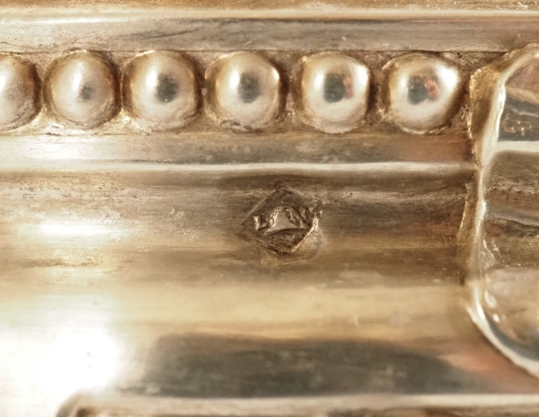 Paire de salerons de style Louis XVI en argent massif et vermeil, poinçon Minerve