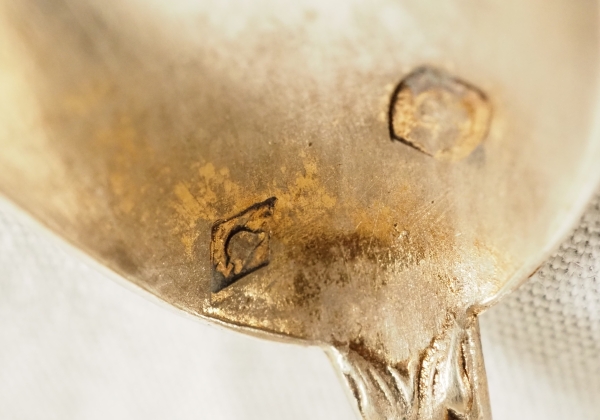 Paire de salerons de style Louis XVI en argent massif et vermeil, poinçon Minerve