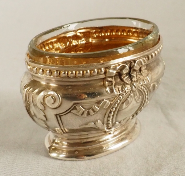 Paire de salerons de style Louis XVI en argent massif et vermeil, poinçon Minerve