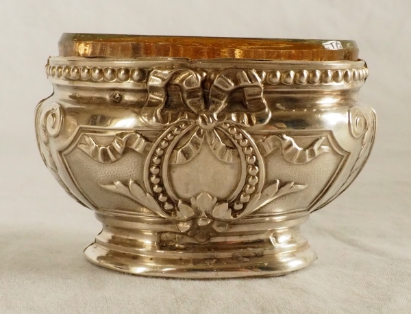 Paire de salerons de style Louis XVI en argent massif et vermeil, poinçon Minerve