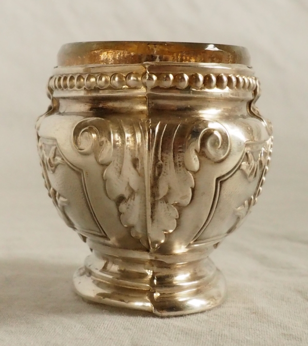 Paire de salerons de style Louis XVI en argent massif et vermeil, poinçon Minerve