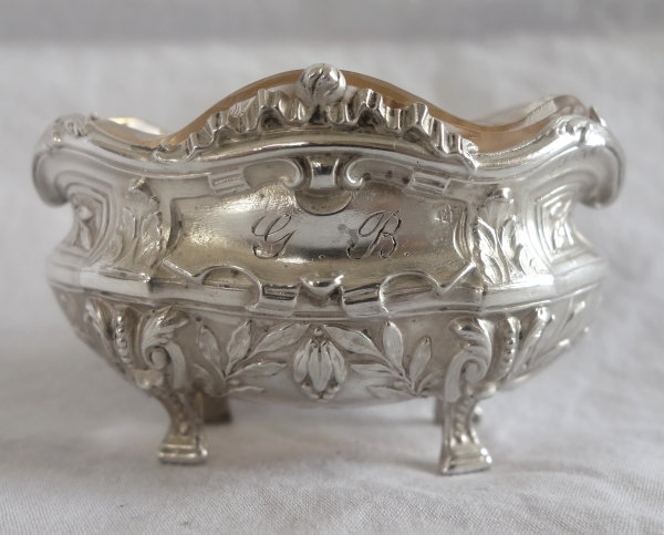 Puiforcat : paire de salières en argent massif modèle Pompadour - poinçon Minerve