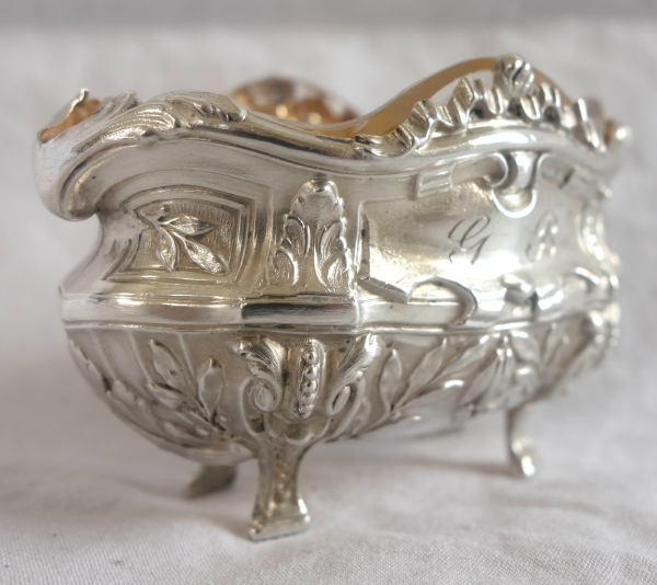 Puiforcat : paire de salières en argent massif modèle Pompadour - poinçon Minerve