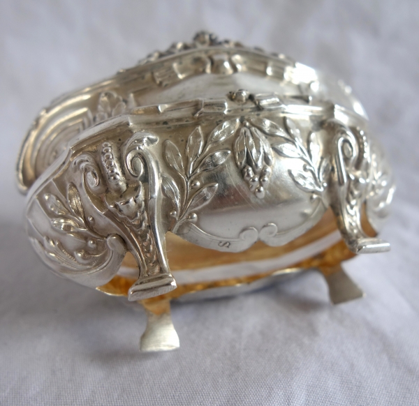 Puiforcat : paire de salières en argent massif modèle Pompadour - poinçon Minerve