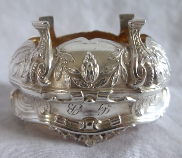 Puiforcat : paire de salières en argent massif modèle Pompadour - poinçon Minerve