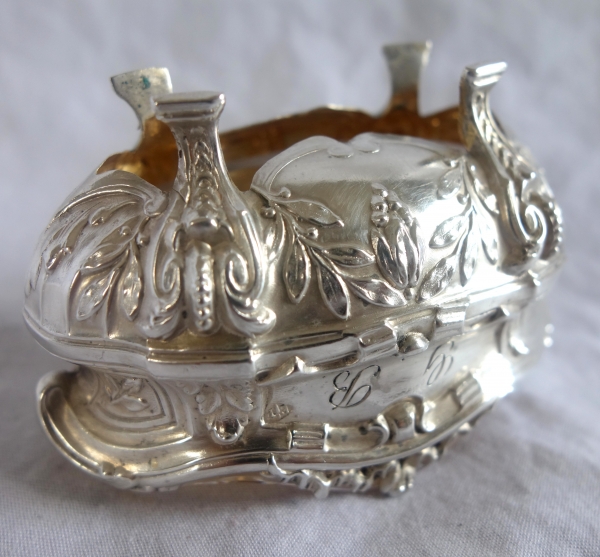 Puiforcat : paire de salières en argent massif modèle Pompadour - poinçon Minerve
