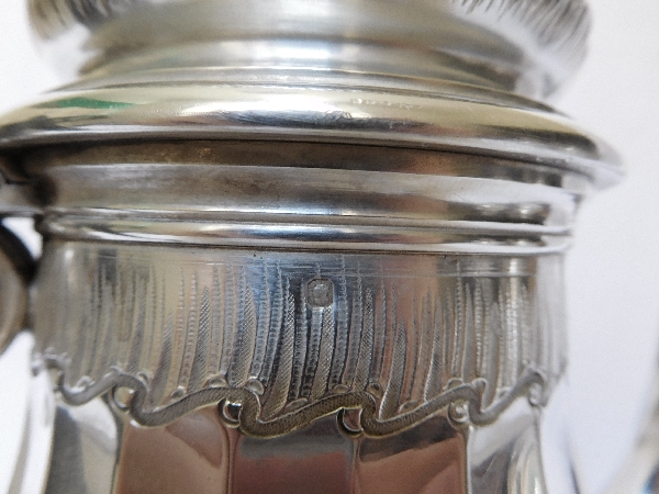 Tall sterling silver tea pot, Louis XV style, silversmith Puiforcat