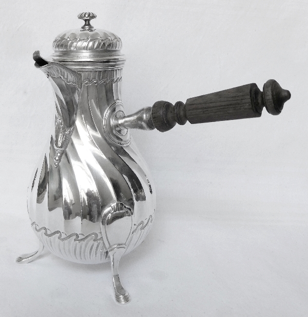 Tall sterling silver coffee pot, Louis XV style, silversmith Puiforcat - Lapar