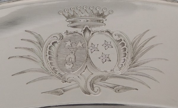 French sterling silver tray or large plate, Fray Harleux