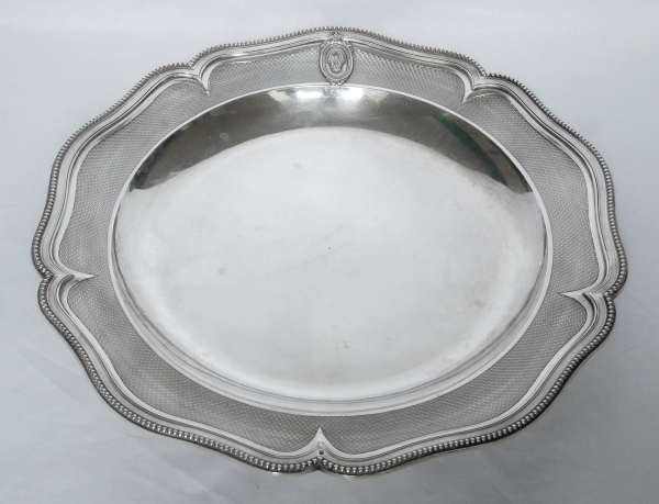 Large Louis XV style sterling silver dish, mid 19th century production - 1347g