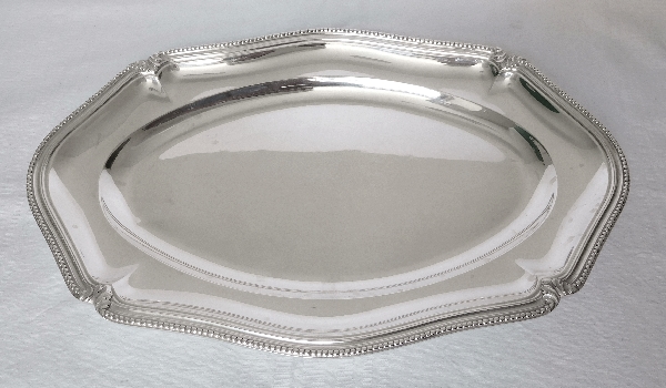 Sterling silver Louis XIV style ovale dish, silversmith Linzeler, poinçon Minerve