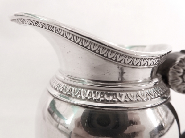 Puiforcat : Empire style sterling silver milk jug, Marquis crown engraved