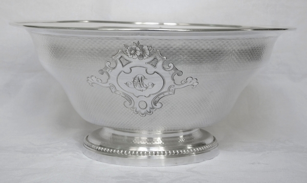 Rare sterling silver salad bowl, Napoleon III period, silversmith Aucoc