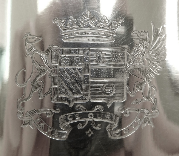 Odiot silver plated samovar - coat of arms - Marquis de Ramel & Secondat de Montesquieu