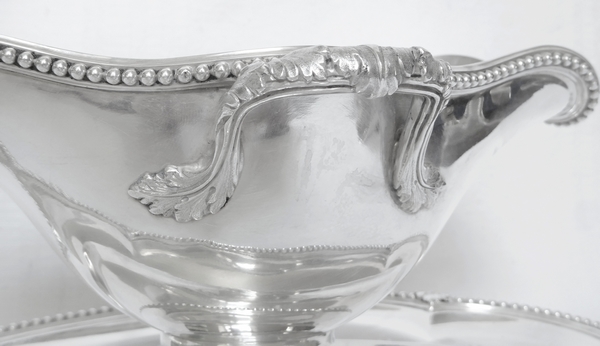 Sterling silver Louis XVI style sauceboat / gravy boat, 19th century
