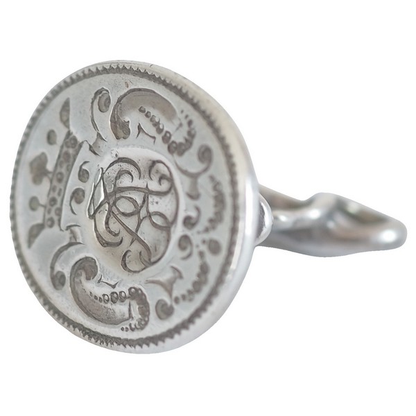 Late 18th century sterling silver seal, crown of Marquis, BP monogram