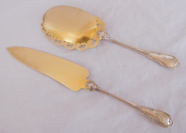 Louis XV style sterling silver & vermeil icecream set for 18 guests
