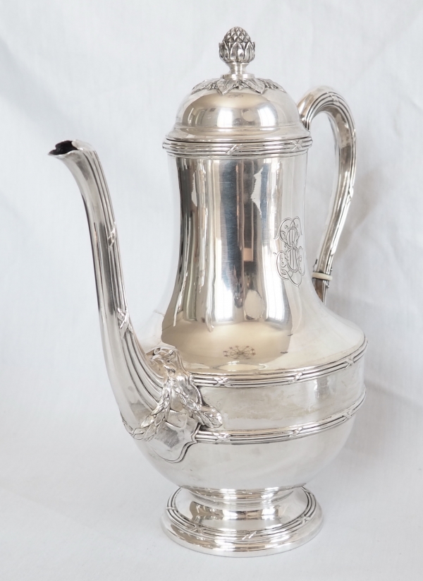 Puiforcat : Louis XVI style sterling silver coffee and tea set