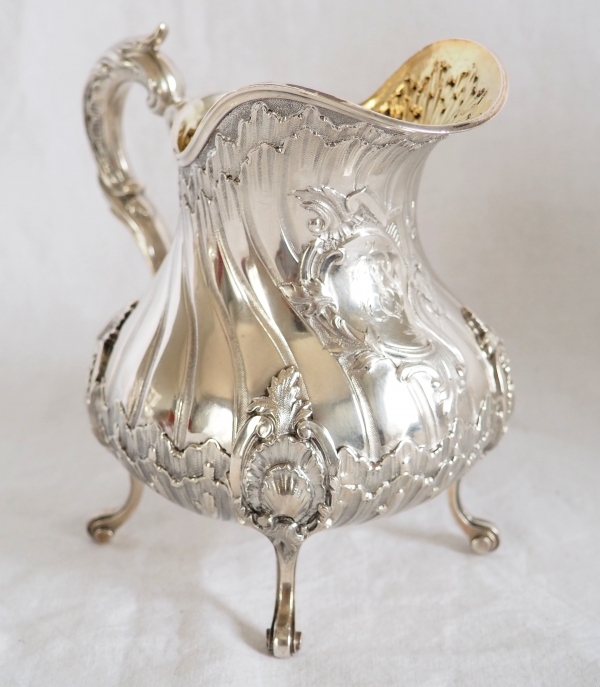 Service à thé et café de style Louis XV Rocaille en argent massif par Edmond Tetard, poinçon Minerve